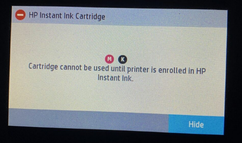 Cartridge Cannot Be Used Until Enrolled In HP Instant Ink Error Care Fixed